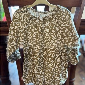 Rylee + Cru Green & White Floral Kids Blouse, size 2-3T